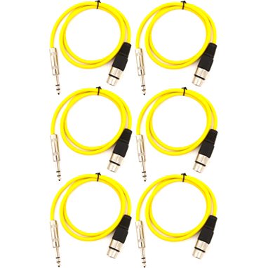 Satrxl F3 6 Pack Of Yellow 3 Xlr Female To Trs Patch Cables Walmart Com Walmart Com