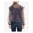 thumbnail image 2 of Vince Camuto Womens Ditsy Manor Peasant Blouse, Black, Medium, 2 of 5