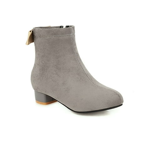 

IELGY Women s Single boot Bowknot Color matching Heel height 3cm Frosted Short
