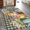 thumbnail image 2 of Area Rug for Living Room, Easter Chicken Eggs Non-Slip Indoor Large Carpet for Bedroom/Dining Room, Spring Daisy Flowers Blue Brown Plaid Washable Low-Profile Rectangle Floor Runner Rugs - 4 x 6 Ft, 2 of 8