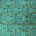 thumbnail image 1 of Ahgly Company Indoor Square Oriental Turquoise Blue Industrial Area Rugs, 7' Square, 1 of 4