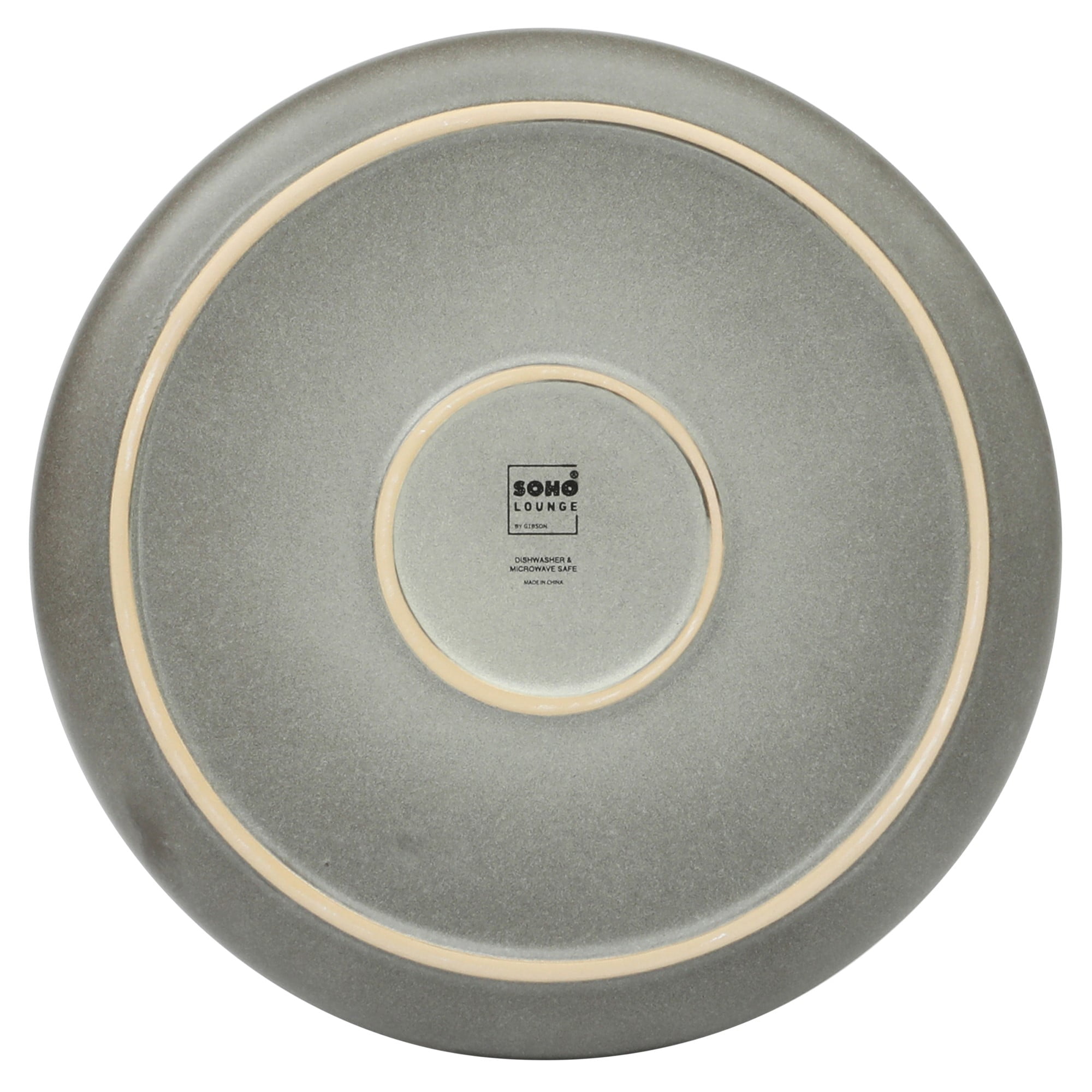 Gibson Soho Lounge Pasco 16 Piece (Service for 4) Plates and Bowls Double Bowl Reactive Glaze Dishes Stoneware Ceramic Dinnerware Set - Grey