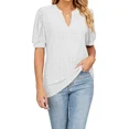 thumbnail image 1 of Camiseta Con Cuello En V Y Manga Abullonada Hueca, 1 of 8