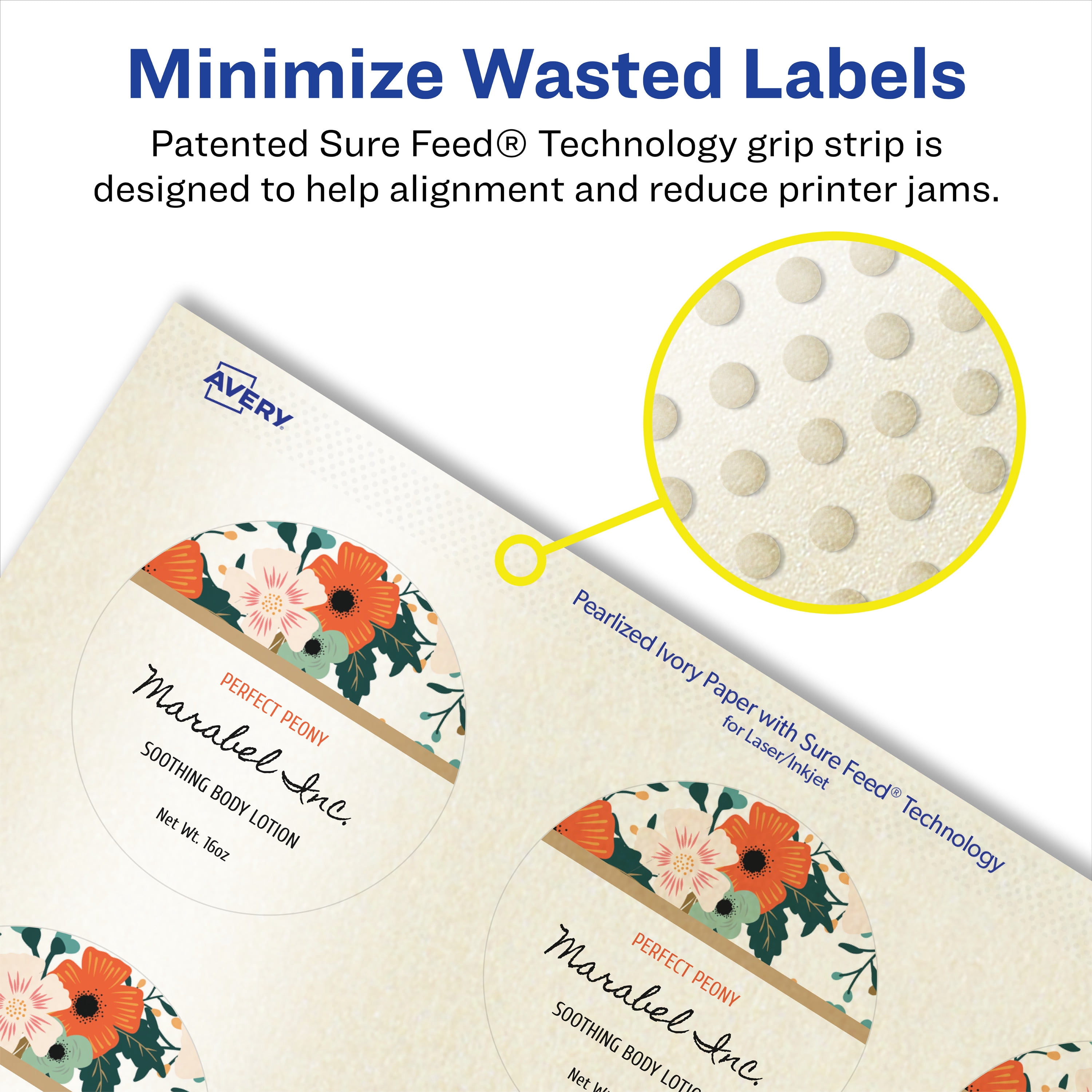 Avery Pearlized Ivory Round Labels, 1-2/3" Diameter, 500ct