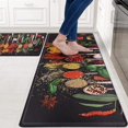thumbnail image 2 of Spice Kitchen Rugs Sets of 2, Anti-Fatigue Black Kitchen Mats for Floor Non-Slip Spicy Art Waterproof Kitchen Mat Washable for Kitchen Laundry 17.3x29.5+17.3x47.2 Inch, 2 of 6