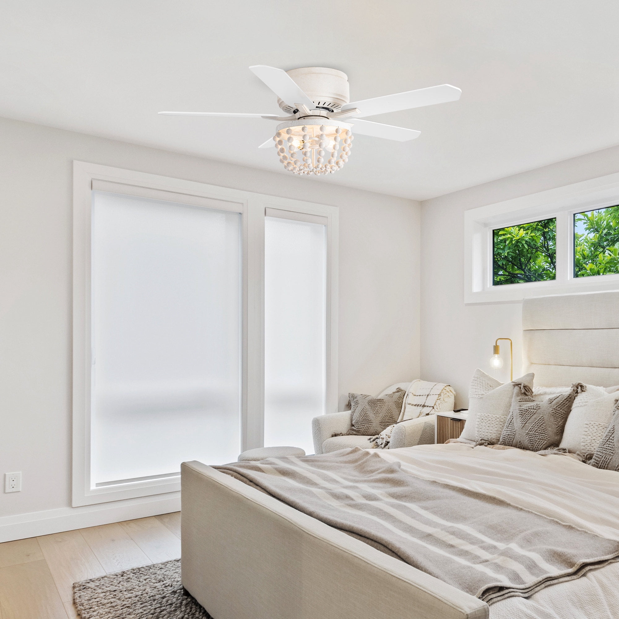 Parrot Uncle 48" Bohemia Reversible Ceiling Fan with Remote and Light Kit, Double-Sided Blades