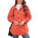 thumbnail image 1 of Chaqueta de mujer con cuello vuelto, hebilla de un solo pecho, abrigo grueso informal con bolsillo lateral, rojo, XXL, 1 of 6
