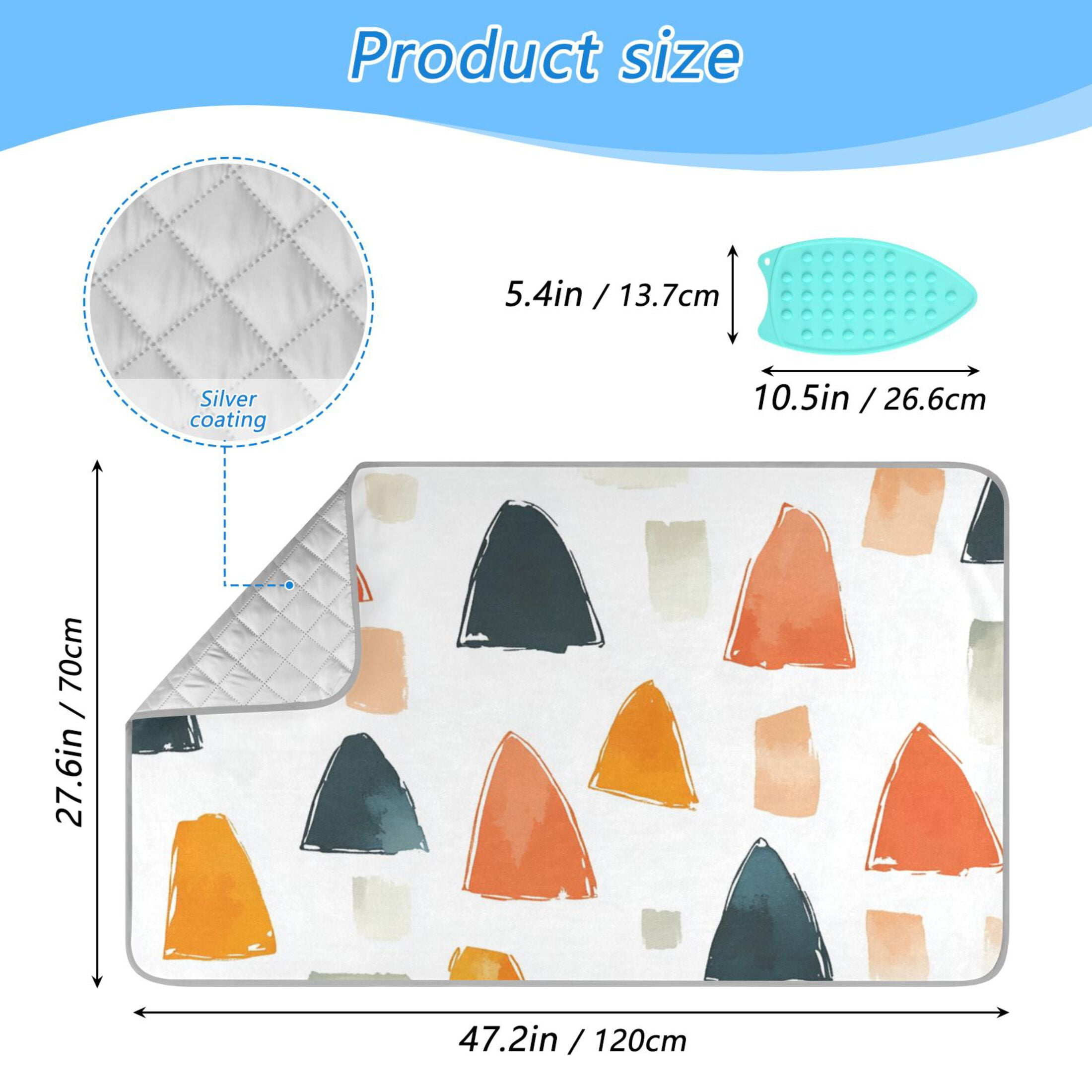 Simple Doodle Triangle Ironing Mat Blanket for Table Top Travel Portable Ironing Board Pad 47.2x27.6 Inch