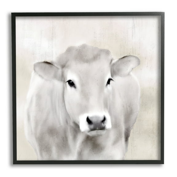 Stupell Industries Soft Cattle Portrait Animals & Insects Painting Black Framed Art Print Wall Art, 12 x 12