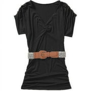 Susie Rose Juniors' Plus V-Neck Dolman Top with Belt