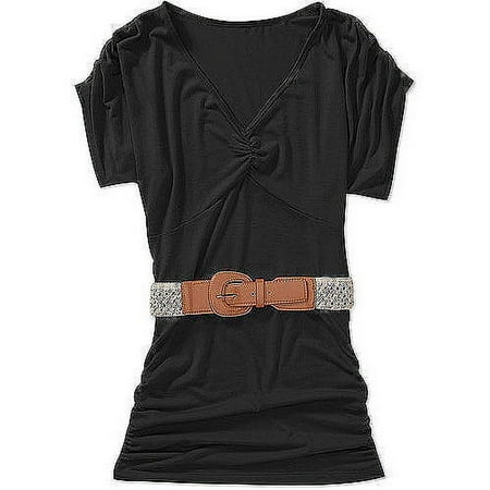 Susie Rose Juniors' Plus V-Neck Dolman Top with Belt