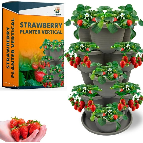 Vertical Gardening Stackable Planter Strawberry Planter Tower 5 Tier Herb Garden Planter Outdoor Herb Planter Outdoor Vertical Planter Garden Tower Stackable Planters Vertical Garden