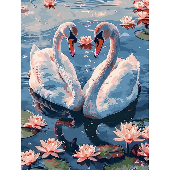 5D DIY Diamond Painting Set "Swan, Animal" Round Diamond Art Crafts for Adults, Suitable for Wall Decoration, Bedroom and Home Decoration