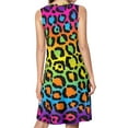 thumbnail image 2 of Neon Rainbow Leopard Print Spring Summer Dresses for Women Fashion T-shirt Dress Casual Sleeveless Loose Sundress with Pockets, 2 of 5