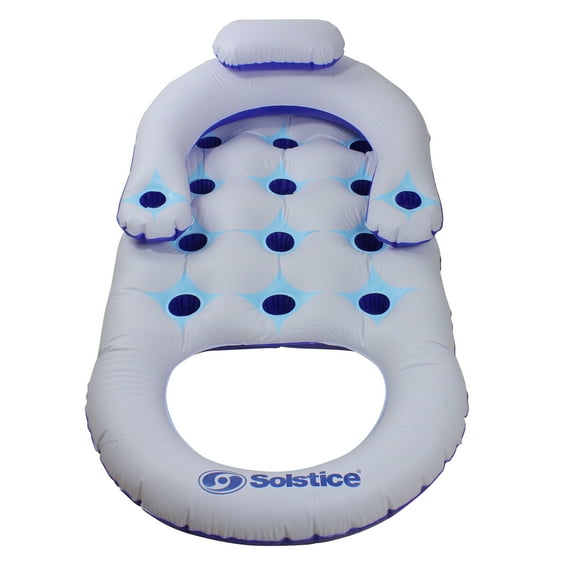 Swim Central Inflatable Solstice Lounge Inflatable Swimming Pool Float - 64" - Blue and White