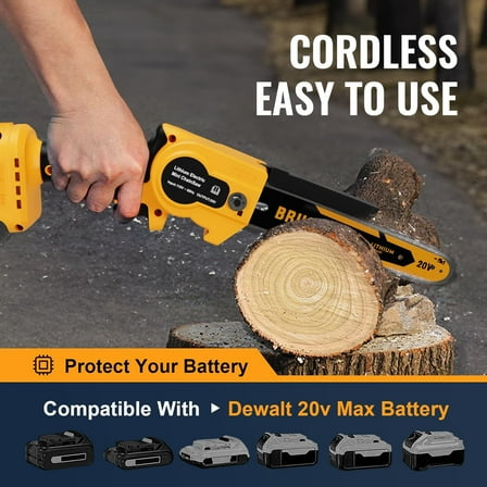 Cordless Mini Chainsaw 8 Inch for Dewalt 20V MAX Battery Powered (NO Battery), Electric Chainsaw, Cordless Hand Chainsaw, Portable Small Rechargeable Pruning Chain Saw for Wood Cut Tree Trimming