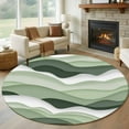 thumbnail image 2 of Sage Green Ombre Large Area Rugs for Bedroom Living Room, Soft Non Slip Carpet Bedside Rug, Modern Moire Geometric Abstract Round Floor Cover Kitchen Accent Rug 8' for Dining Room/Office, 2 of 9