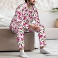 thumbnail image 7 of Logiee Lilies Flowers Print Mens Long Sleeve Pajama Set,Notched Collar Pajamas for Men, Men's Sleepwear,Mens Sleepwear with Pockets & Button Down-X-Large, 7 of 7