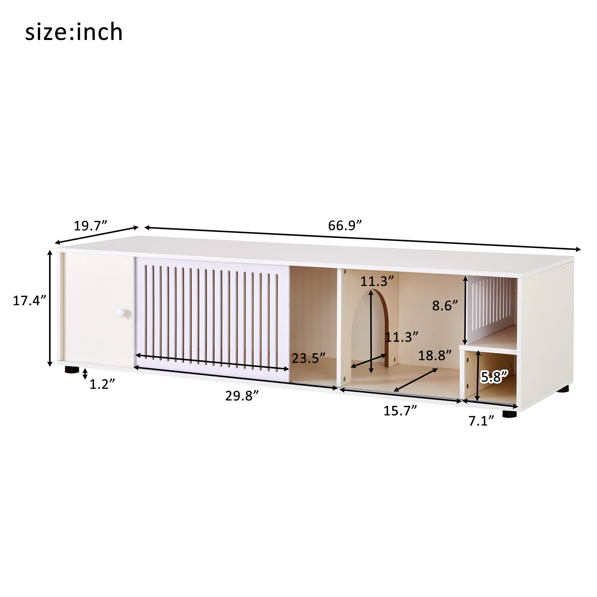 Euroco Cat TV Stand With Storage and Removable sliding door