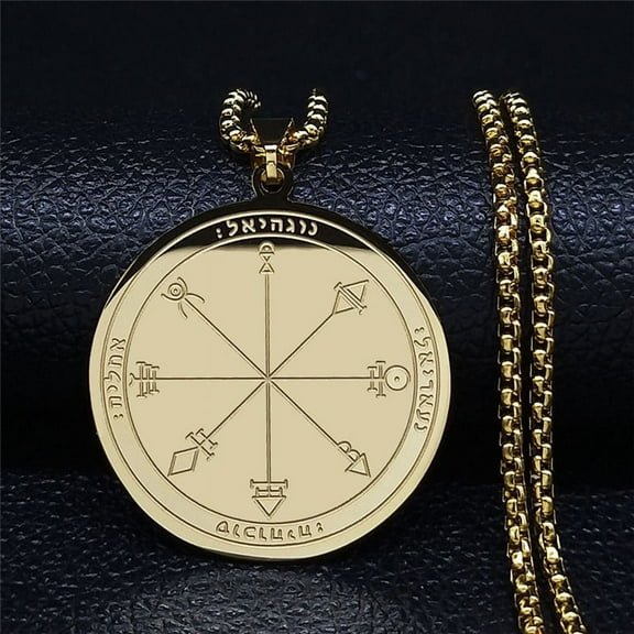 Talisman Of Protection Good Luck Wealth Seal Of Solomon 14K Yellow Gold Necklaces Pendants Men Jewelry salomon hombre