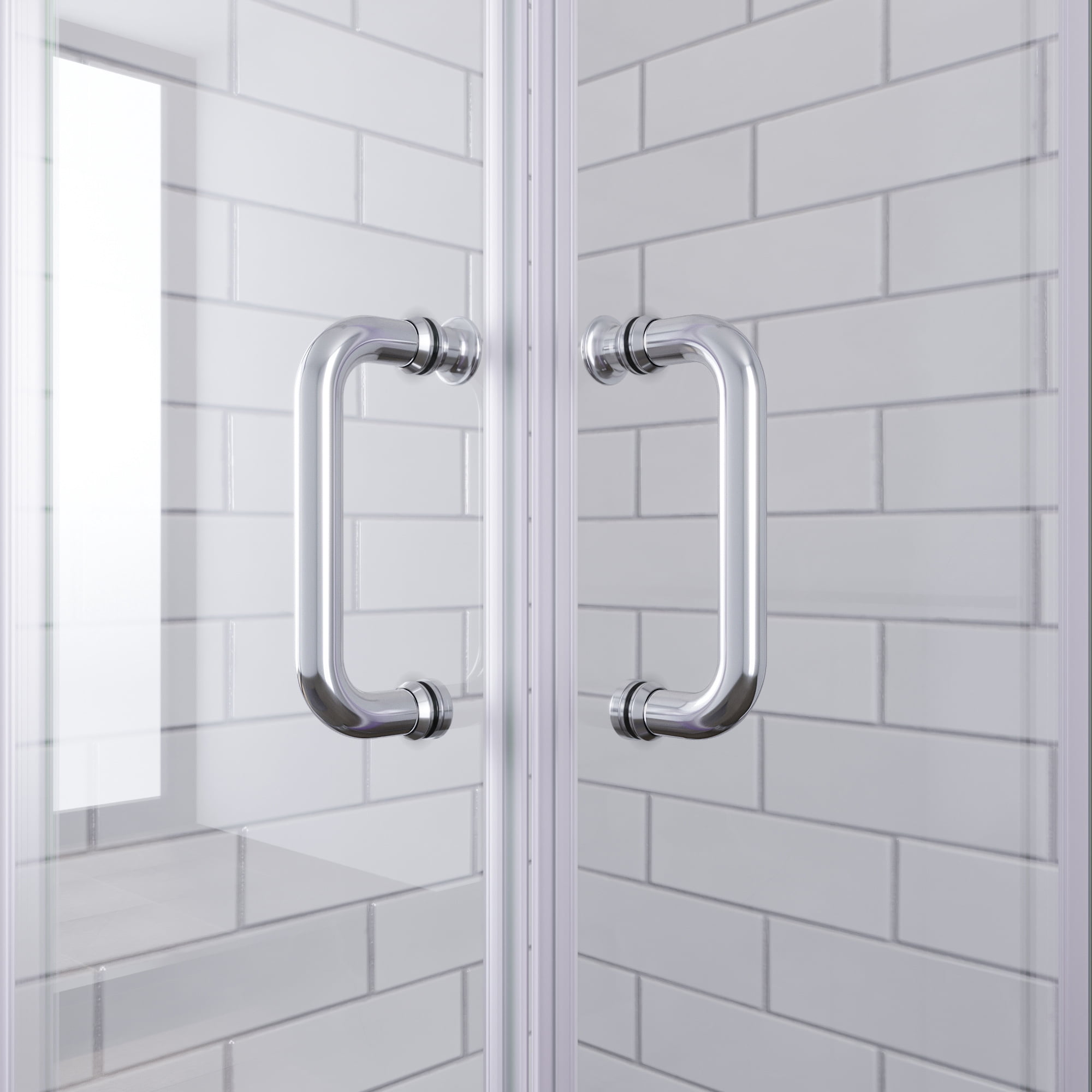 Sunny Shower Chrome Finish Corner Entry Shower Enclosure Sliding Shower Doors 34" x 72"(Shower Base No Included)