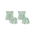 thumbnail image 2 of Miaouyo Toddler Baby Girl Summer Clothes Set 9 12 18 24 Months 2T 3T 4T Flower Smocked Fly Sleeve Tops Elastic Waist Shorts Outfit, 2 of 9