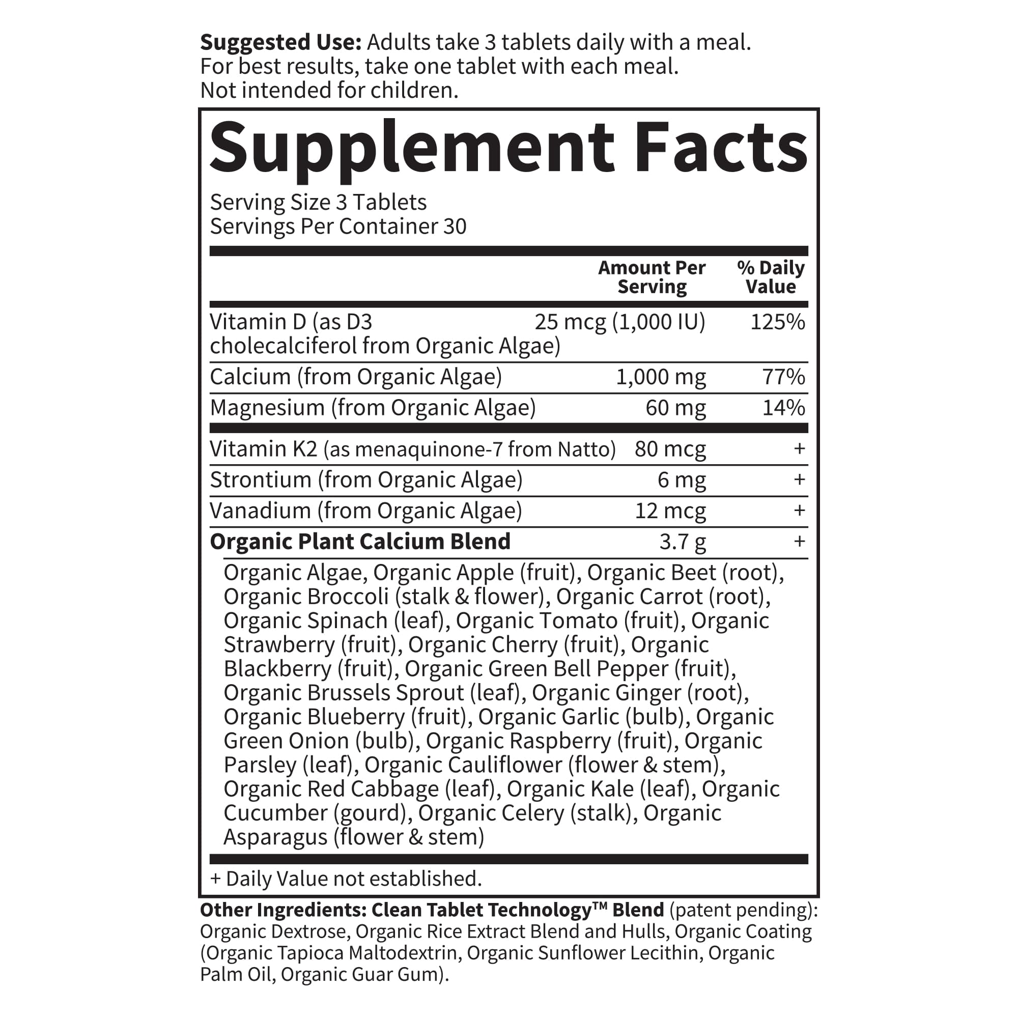 Garden of Life Organics Plant Calcium, 30 Tablets