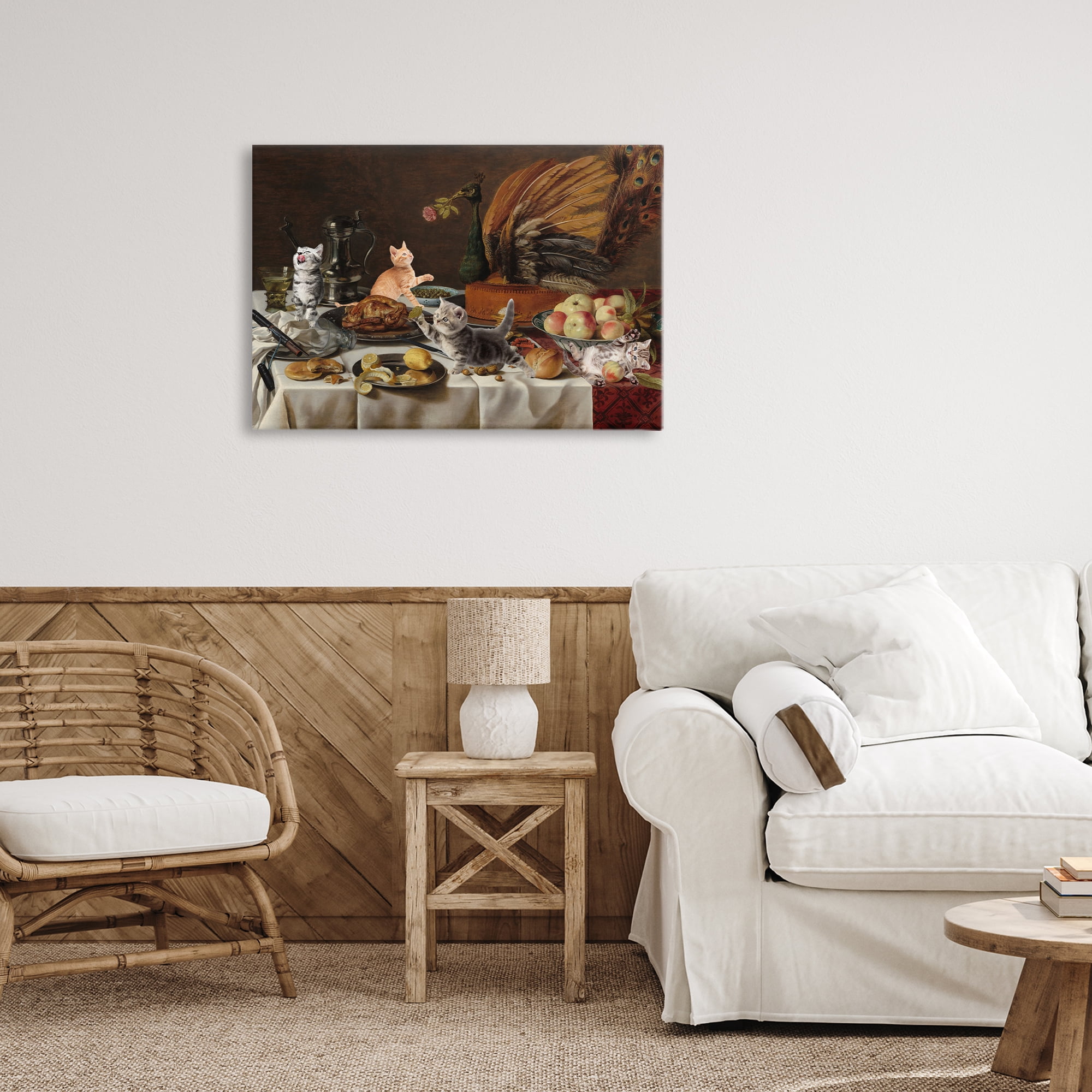 Kittens on Still Life Feast Canvas Wall Art, design by Masters Redux
