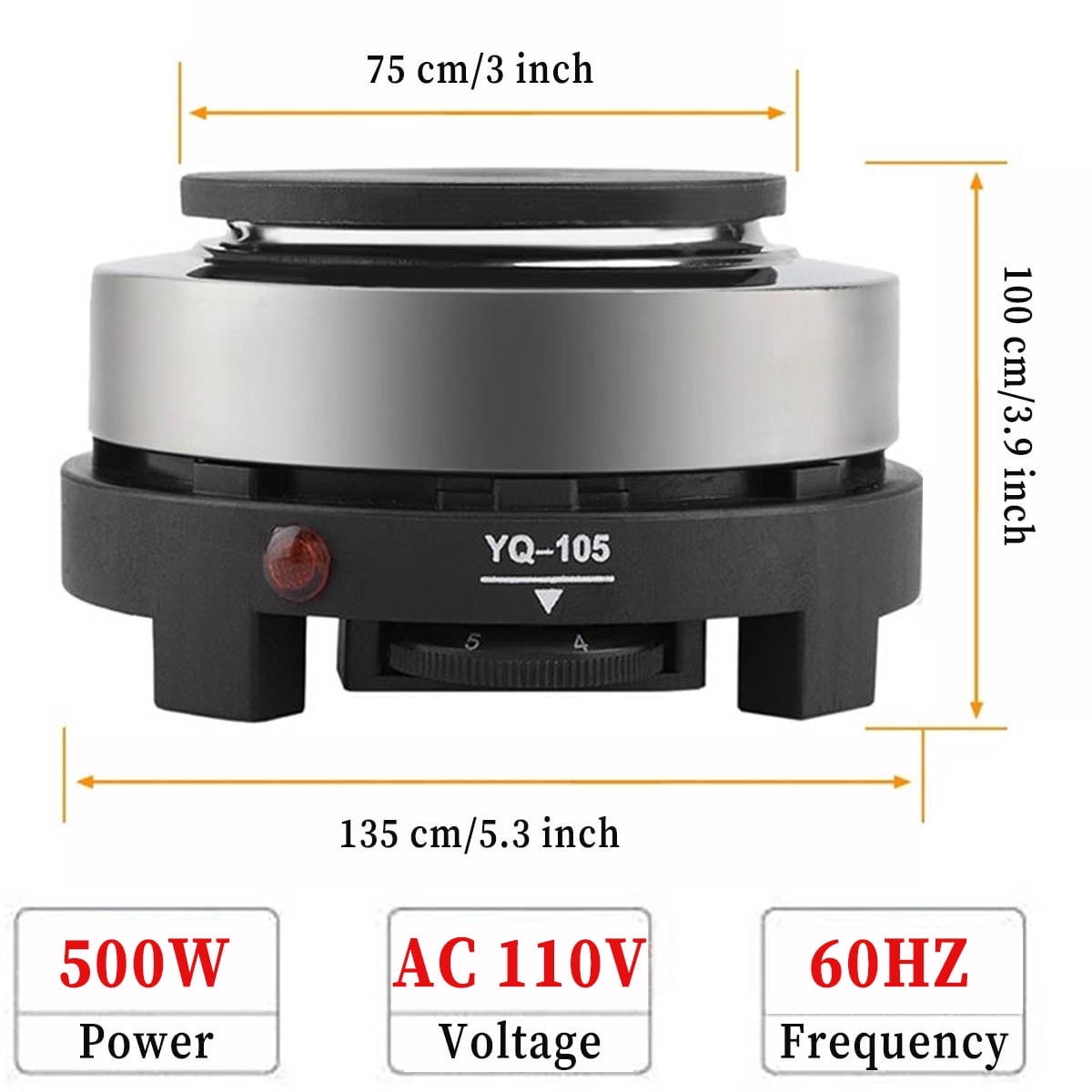 Mini Electric Hot Plate, 500W Round Hot Plate Portable Countertop Burner,Mini Stove Portable Stove Kitchen Cooktop Electric Heater,Perfect Size for Moka Pot 110V