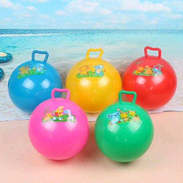Handle Hopper Ball with Cartoon Pattern Bouncing Inflatable Toy for Kids