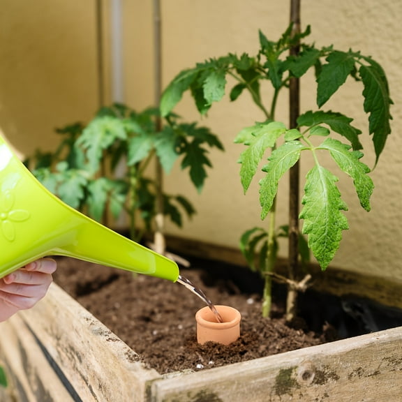 2-Pack 1.8L Terracotta Ollas - Self-Watering Clay Planters for Indoor/Outdoor , Automatic Irrigation System with Drainage Holes, Durable Natural Clay Pots for Garden & Patio