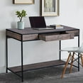 thumbnail image 1 of Homylin Home Office Computer Desk with Drawer, Retro Style 43" Wooden Writing Desk, Laptop Study Table Workstation, Stable Metal Frame, Rustic Dark Brown, 1 of 9