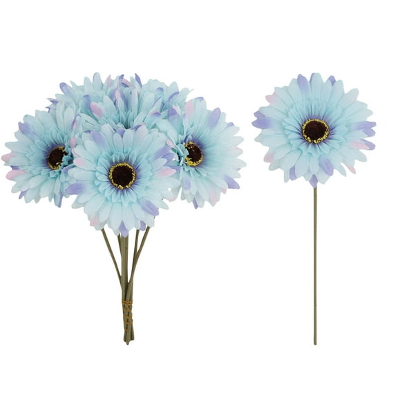 6 Pcs Artificial Gerbera Daisy Bouquets, Silk Material 26Cm Height Realistic Simulation Flowers No Vase Included, Especially Suitable For Restaurant Tables Weddings Birthday