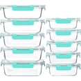 thumbnail image 1 of Paquete de 10 recipientes de vidrio para preparación de comidas con tapas, recipientes de vidrio para almacenamiento de alimentos con tapas de bloqueo a presión, recipientes herméticos para almuerzo, 1 of 4