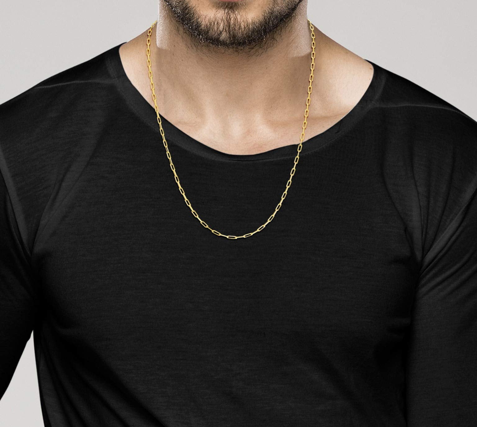 Miabella Solid 18K Gold Over 925 Sterling Silver Italian 2.5mm Paperclip Link Chain Necklace for Women, Made in Italy (24 Inches)