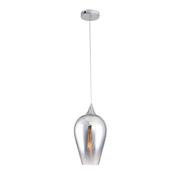 Bethel International Single Pendant Lighting Chrome Metal & Glass