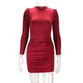 thumbnail image 6 of YUEVORA Dress for Women, Puff Sleeve Long Sleeve Bodycon Midi Dress, Slim Fit Vintage Style, Stretchy Casual Outfit for Office and Date Night, 6 of 8