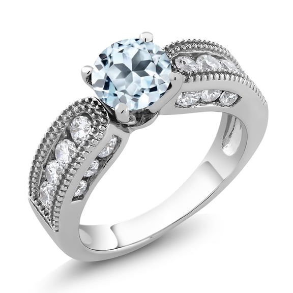 Gem Stone King 2.54 Ct Round Sky Blue Topaz 925 Sterling Silver Ring (Size 5)