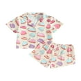 thumbnail image 1 of AMERTEER Kids Girl Pajamas Short Sleeve Lapel Neck Buttons Doughnut Buttons Tops Loose Short Pants 2Pcs Set, 1 of 6