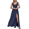 thumbnail image 1 of adviicd Robes de Mariage pour Femmes Robes Formelles pour Femmes Soirée Fente Froncée Robe Maxi Moulante Robe de Mariage Marine,m, 1 of 5