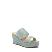 Lucky Brand Brindia Strappy Slip-on Wedge Sandal Lead Grey Platform Mule (12, LEAD)