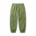 thumbnail image 7 of Cargo Pants For Men, Pants for Men Straight Leg Linen Pants Elastic Waist Drawstring Trousers Casual Beach Bussiness Dress Loose Fit Pant with Pockets Army Green S, 7 of 7
