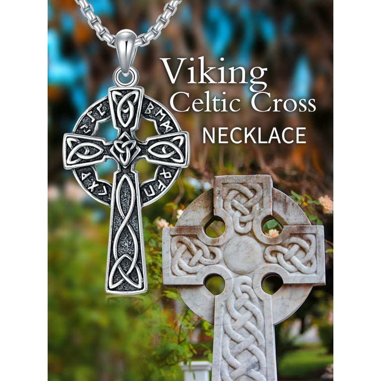 WINNICACA Nordic Viking Cross Necklace Sterling Silver Irish  Celtic Cross Necklace Irish Christian VTG Retro Fashion Anniversary Birthday NEW main image 0