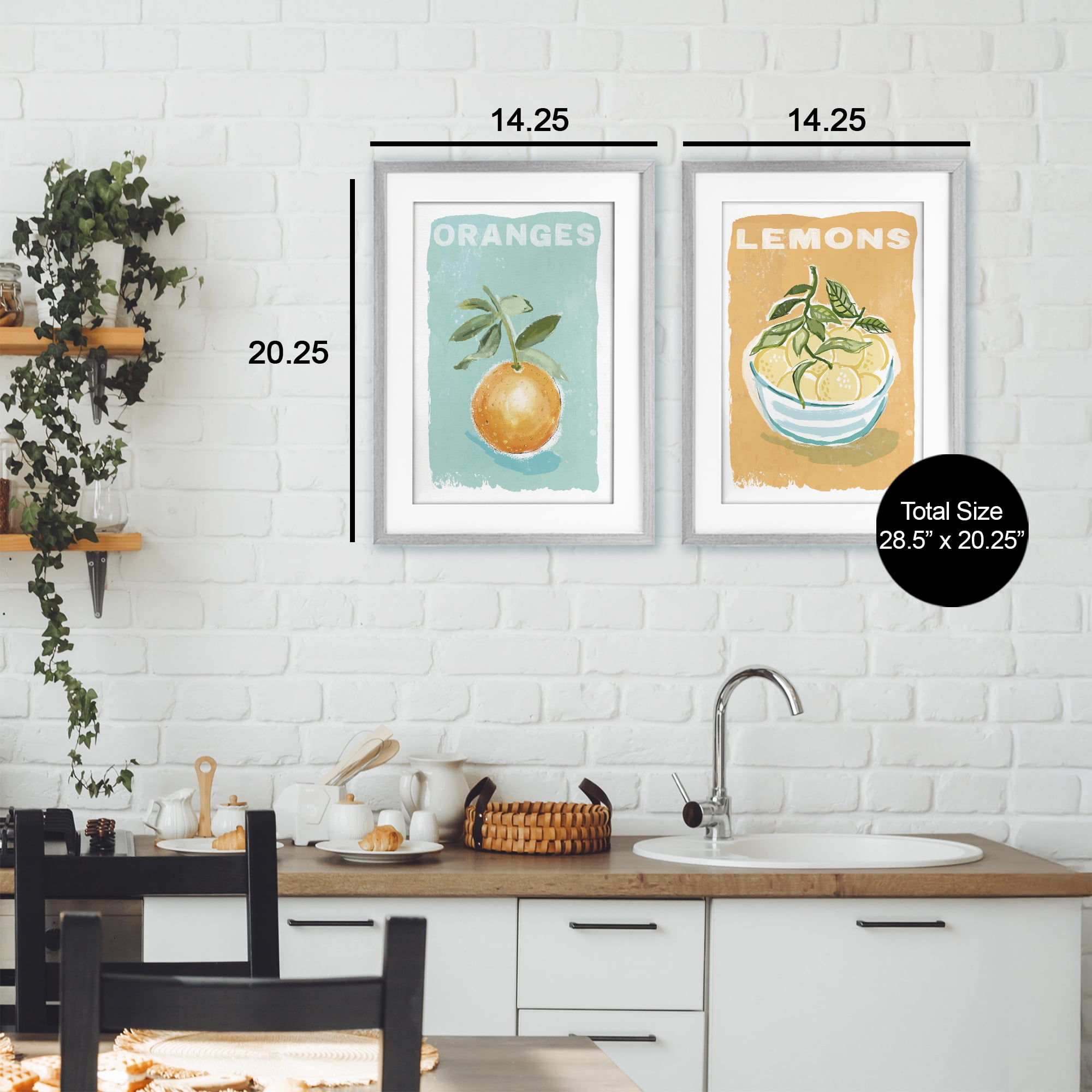 Stupell Industries Citrus Twist Motif 2 Piece Gray Framed Print Under Glass Set, design by Chad Barrett