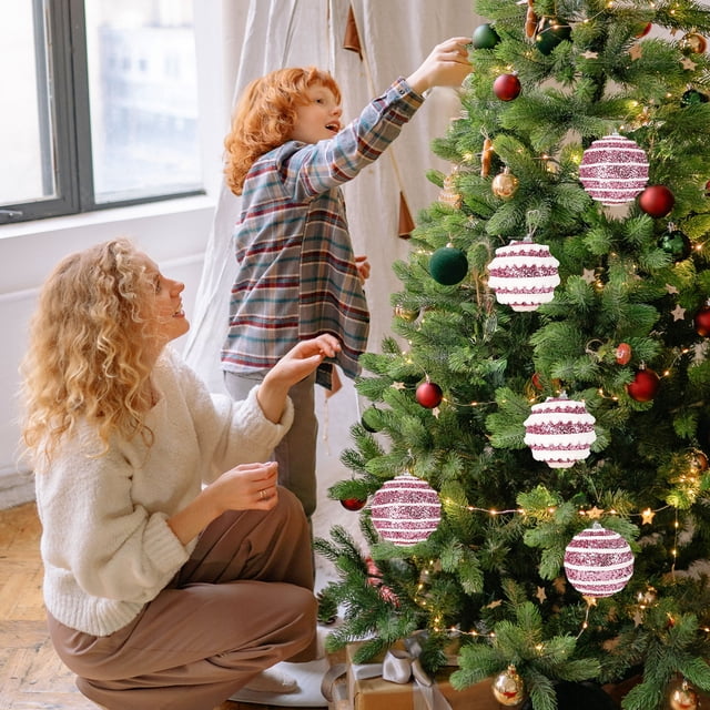 Juego de Caja de Regalo de Bolas Navideñas, Bolas Navideñas Creativas para Pintar a Color, Bolas Colgantes para Árbol de Navidad, Juego de Decoración Navideña
