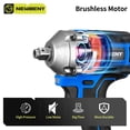 thumbnail image 2 of Newbeny Cordless Impact Wrench 1/2", Powerful Brushless Motor Driver w/ 3-Mode Speed, Max Torque 515 ft-lbs (700N.m), Power Impact Wrench W/ 2PCS Batteries for Car Home Truck Mower, 2 of 8