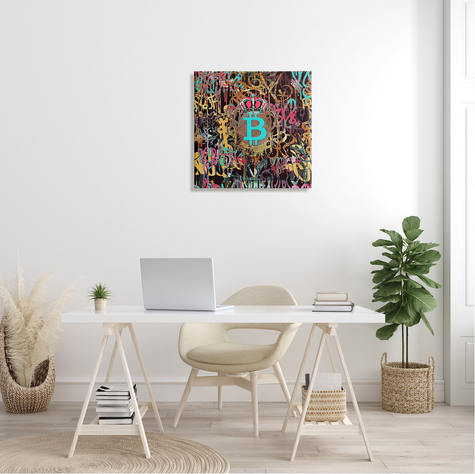 Stupell Graffiti Street Style Bitcoin Symbol Beauty & Fashion Painting Gallery Wrapped Canvas Print Wall Art