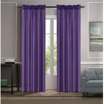 Set of 2 Terri Faux Silk Rod Pocket Top Curtains, 84" Long, Purple