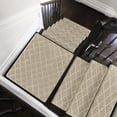 thumbnail image 6 of PURE ERA Bullnose Carpet Stair Treads 14pcs With 1pcs Matching Landing Mat for Wooden Steps Tape Free Non-Slip (Cream Gray Diamond Trellis), 6 of 12