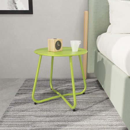 Outdoor Side Table 18-inch Round End Table Accent Table for Bistro Balcony Apartment Lime Green